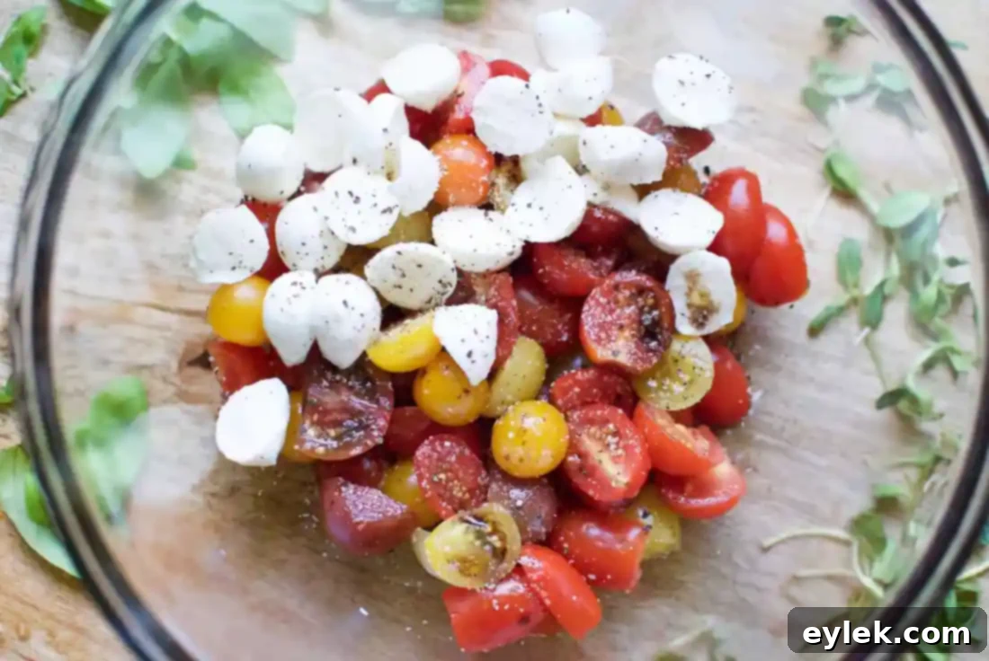 greened-up caprese salad