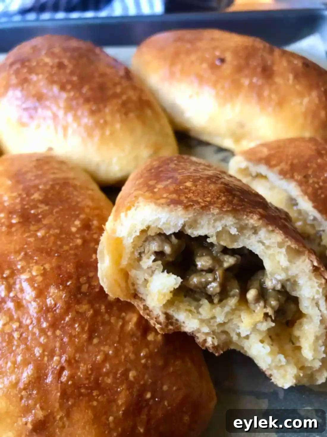 cheesy beef stuffed buns cooling