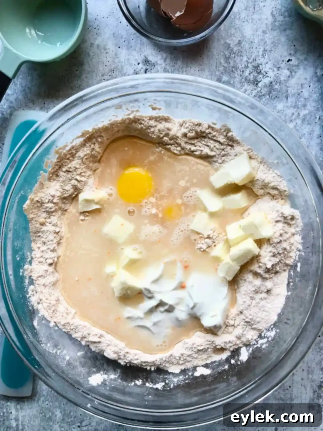 wet ingredients for cheesy beef stuffed buns