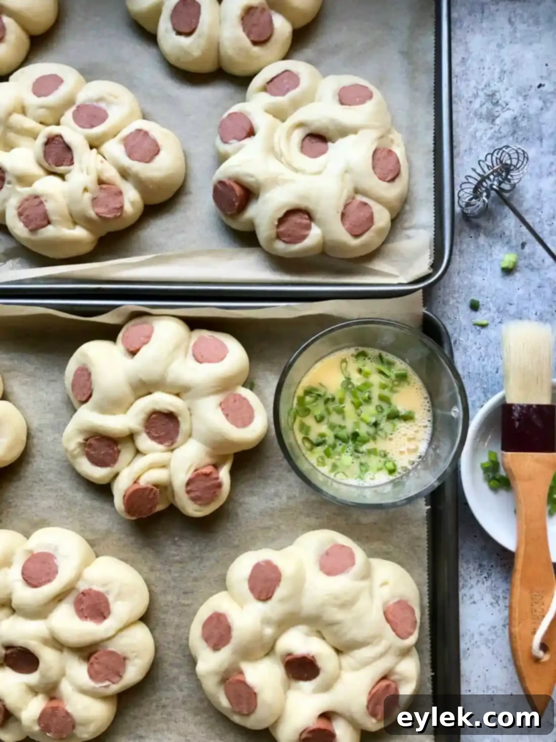 Flower Hot Dog Buns ready for oven
