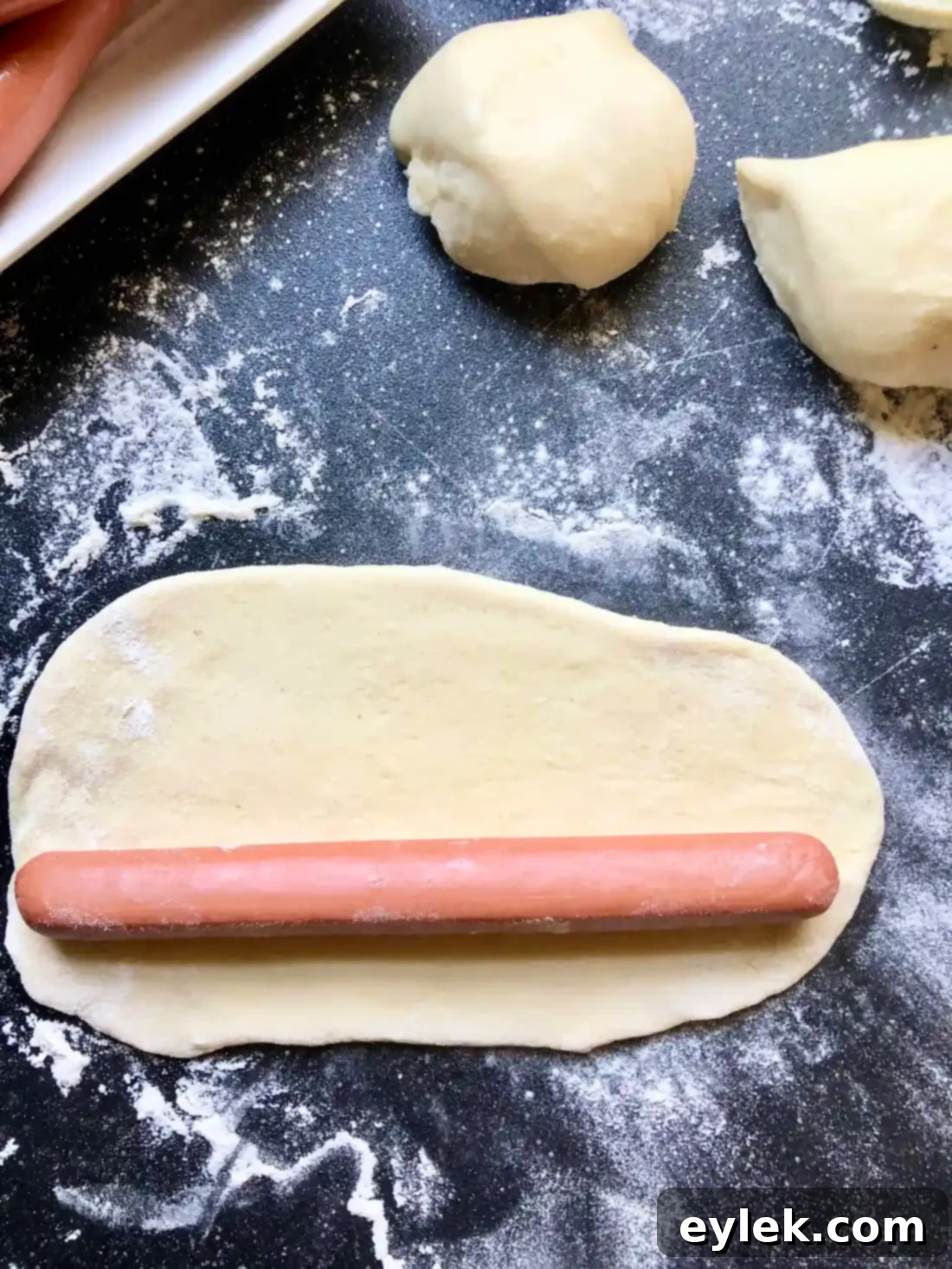 Dough cut into segments