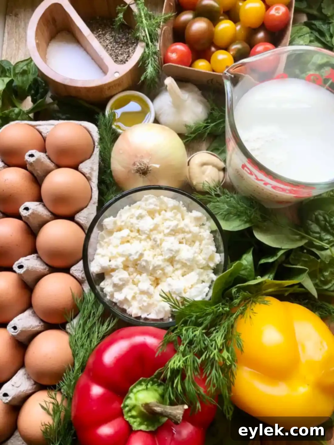 Oven-Baked Greek Frittata in a baking dish