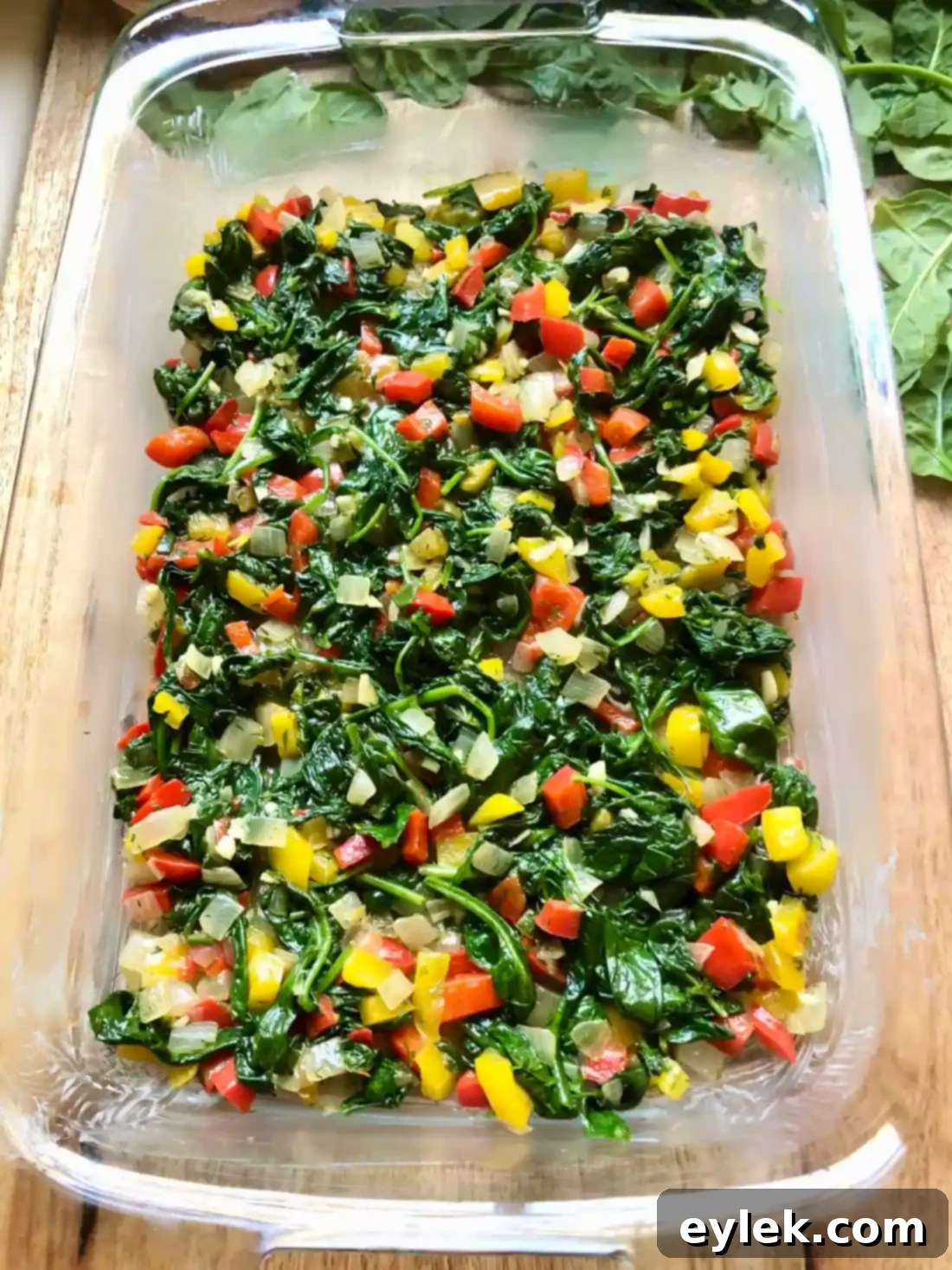 Vegetable base spread in baking dish