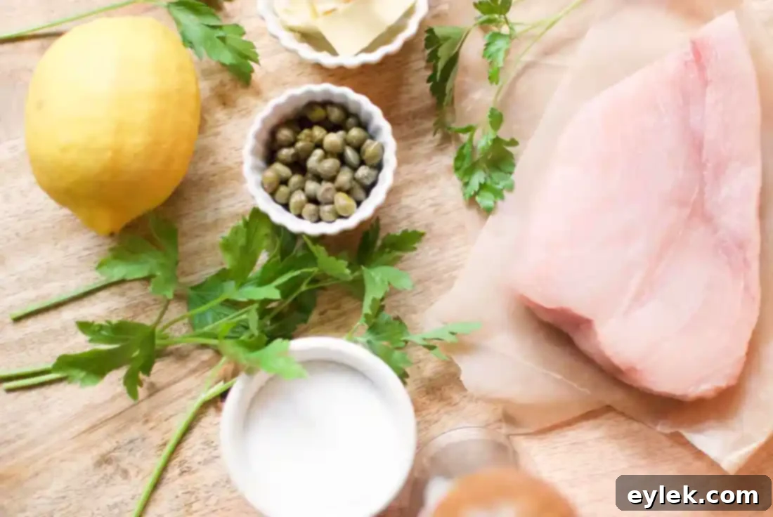 Grilled swordfish with butter, lemon & caper sauce presentation
