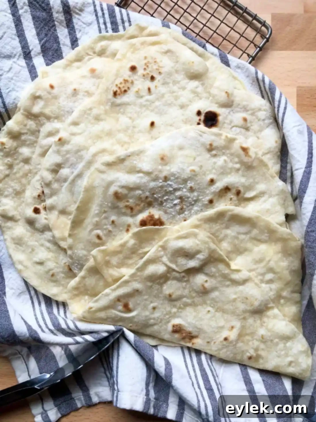 authentic homemade flour tortillas cooked