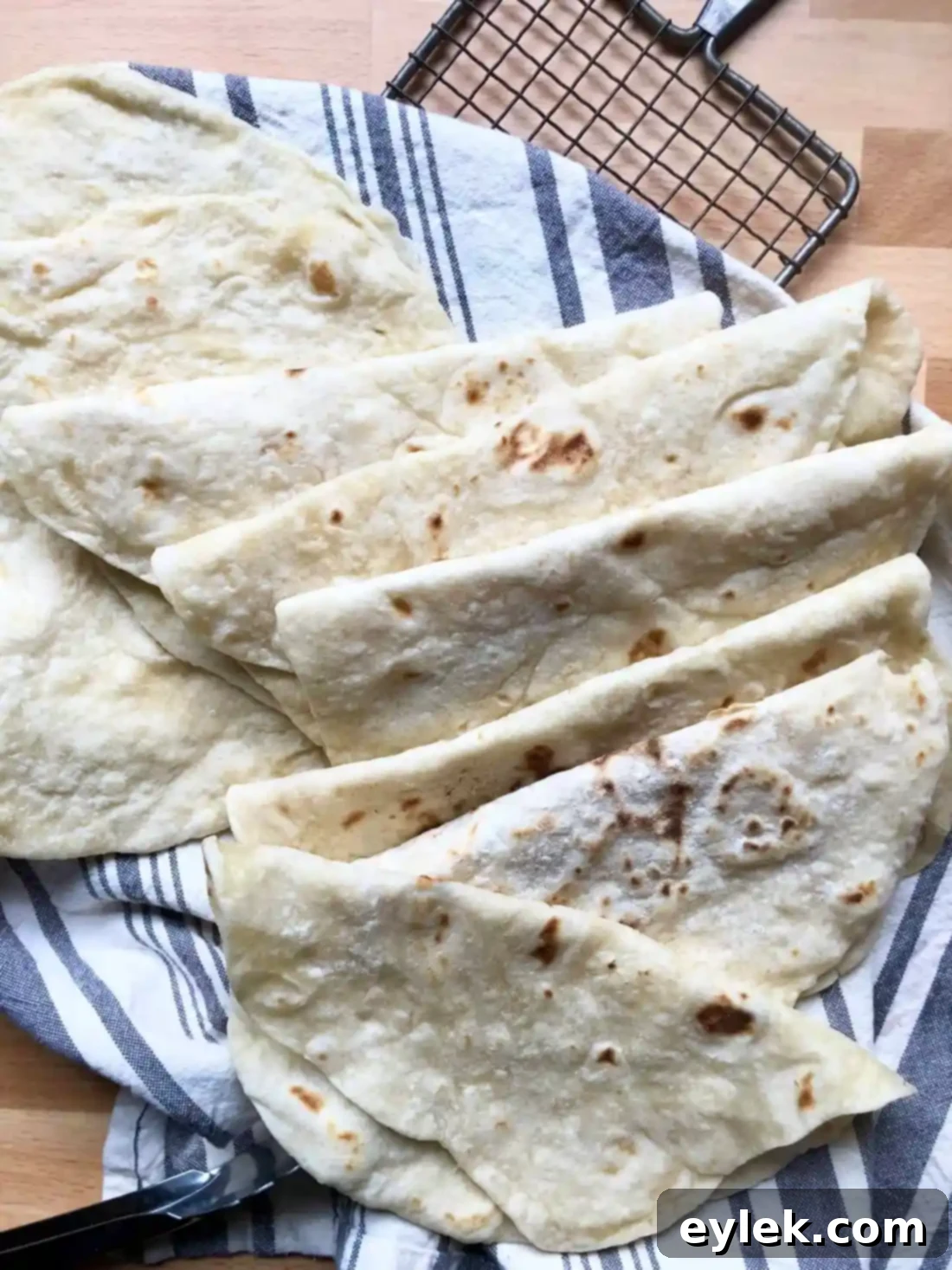 authentic homemade flour tortillas stacked