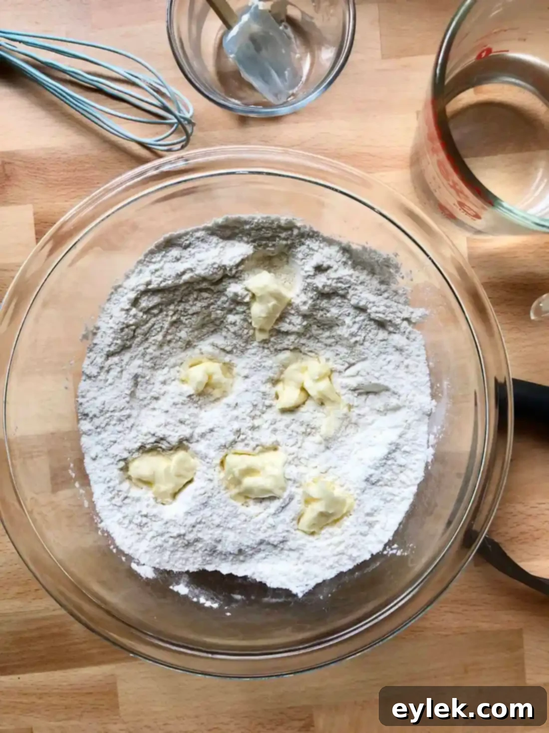 authentic homemade flour tortillas mixing dry ingredients