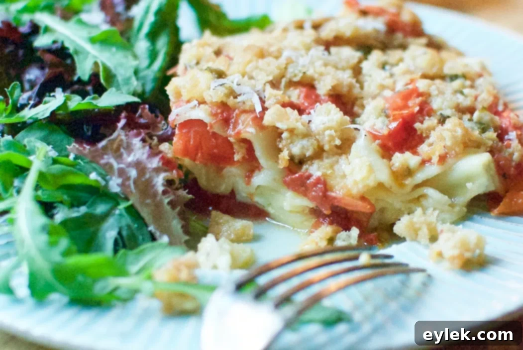 Heirloom Tomato Gratin Lasagna close up