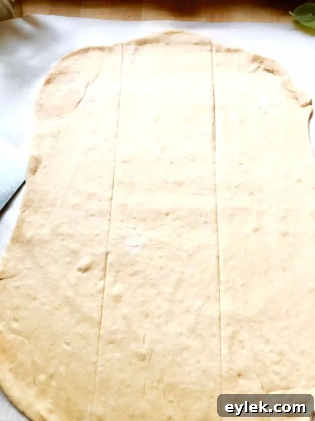 Dough with marinara sauce and fillings for Pizza Braid