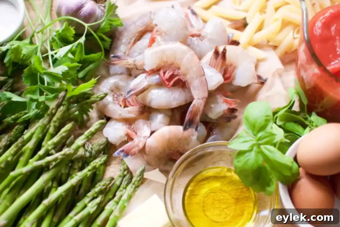 penne with shrimp & asparagus