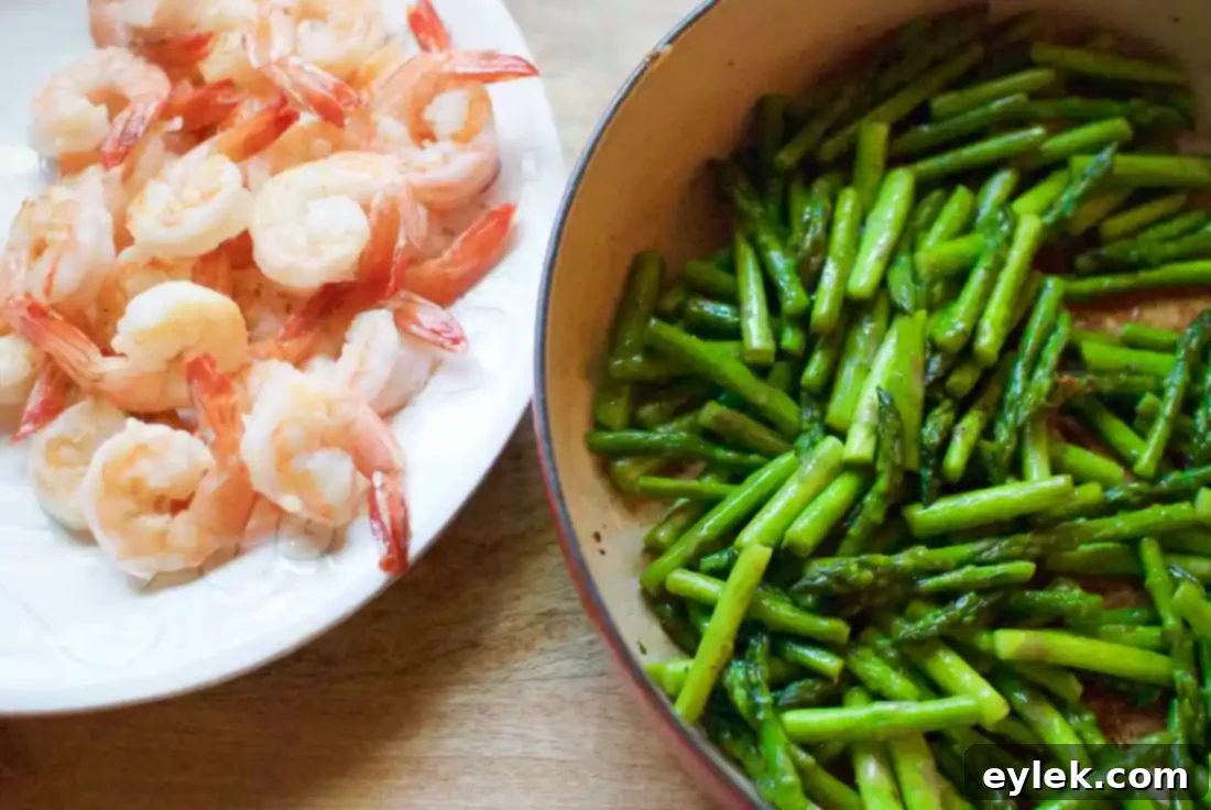 penne with shrimp & asparagus