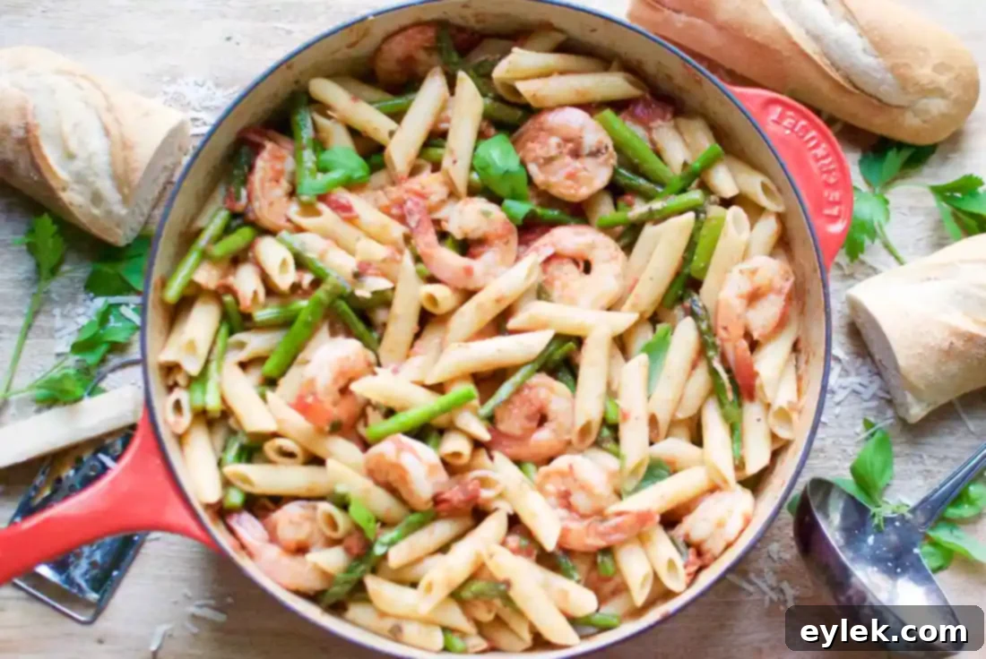 penne with shrimp & asparagus