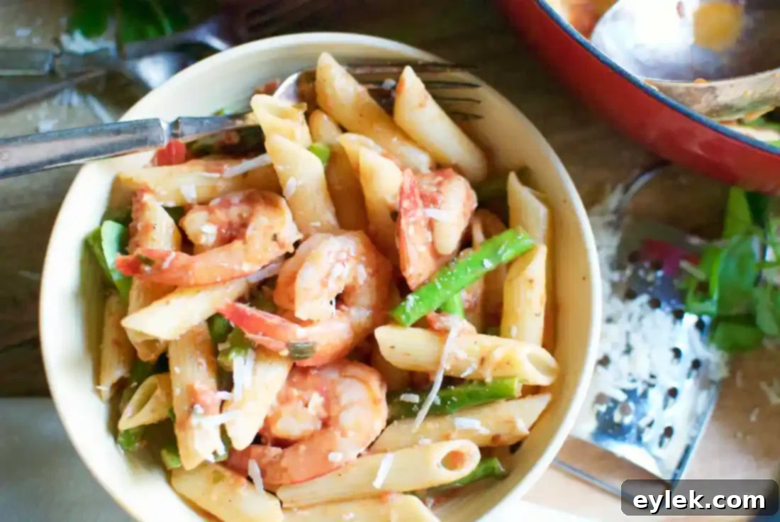 penne with shrimp & asparagus