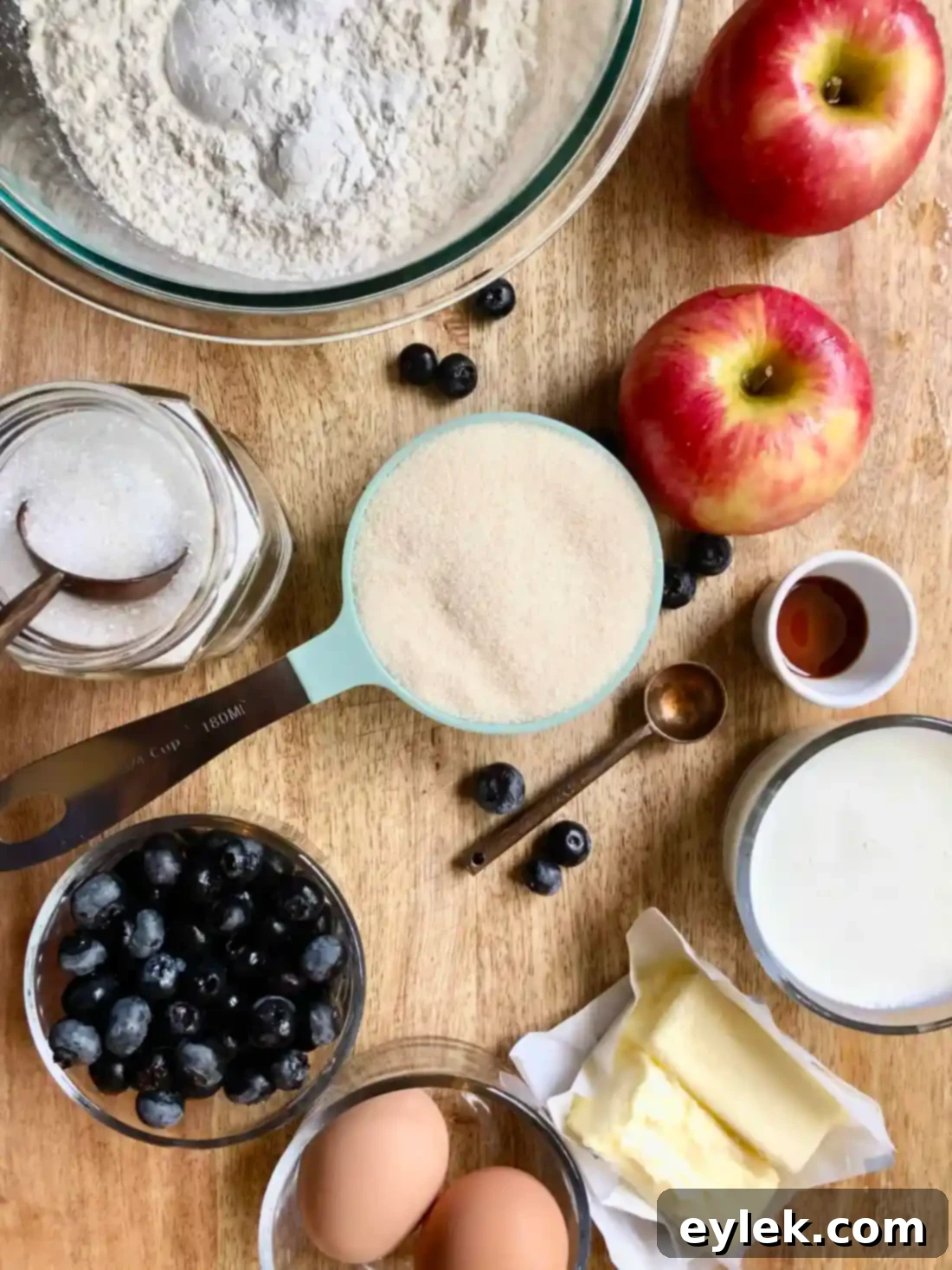 Ingredients for Fluffy Apple Blueberry Cupcakes