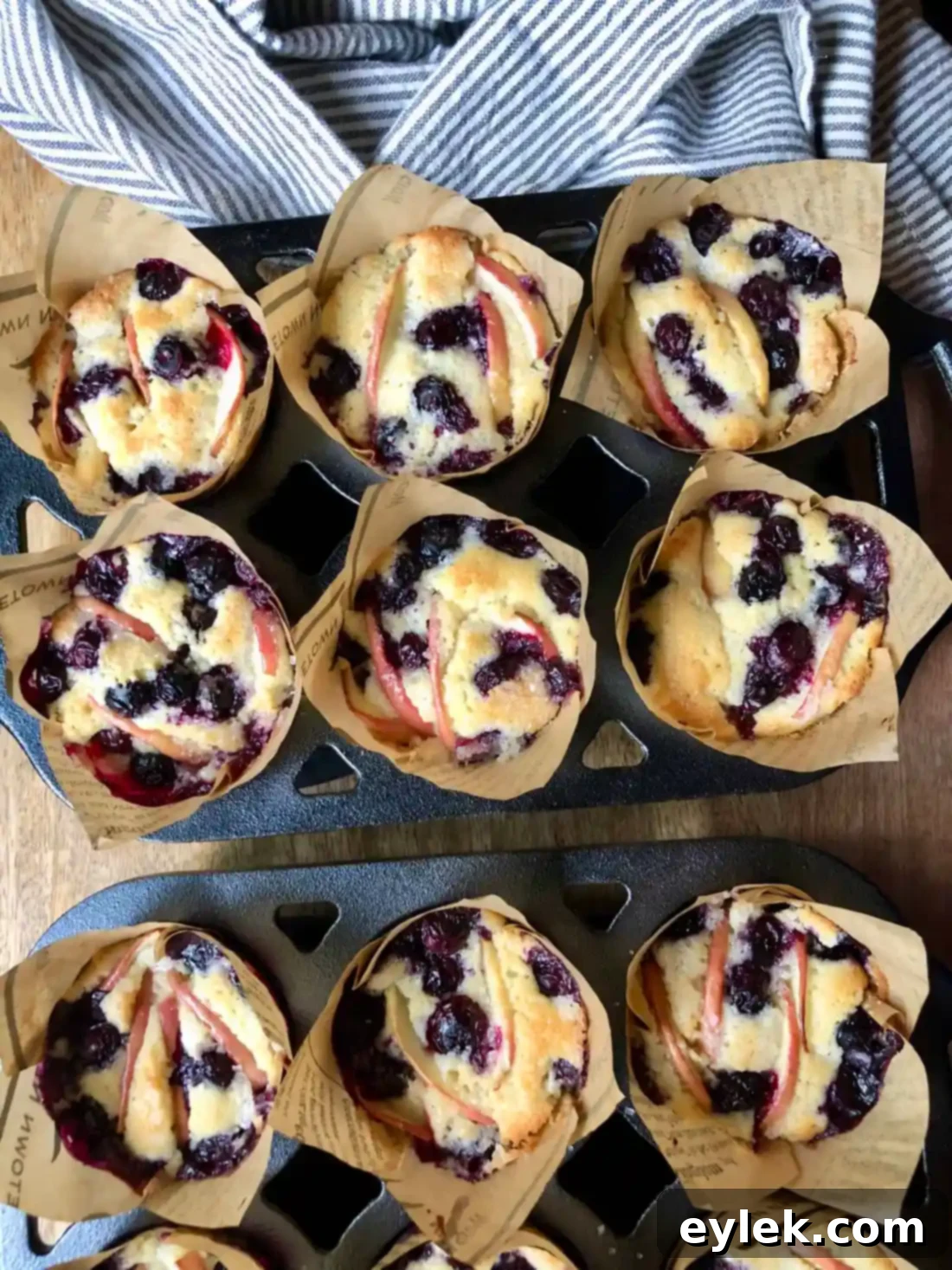 Baked fluffy apple blueberry cupcakes
