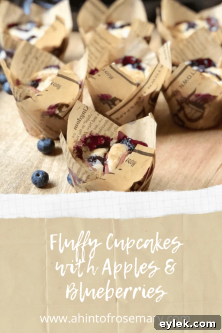 Fluffy Cupcakes with Apples & Blueberry, served warm