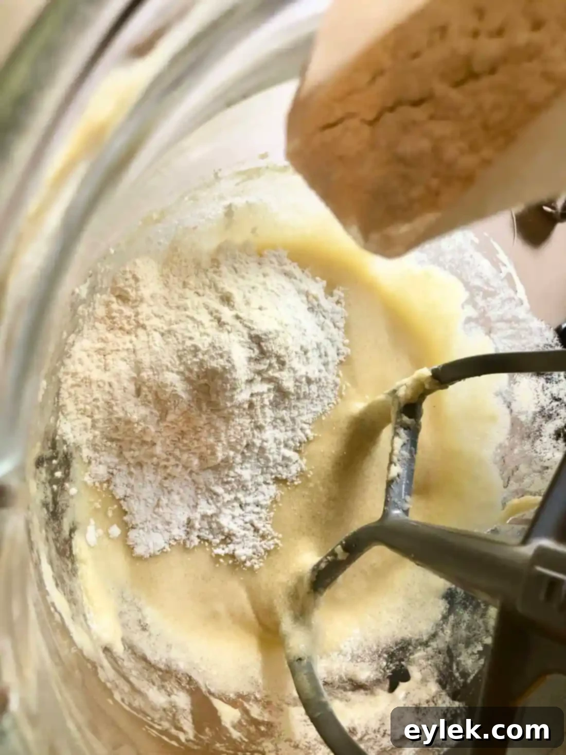 Creamed butter and sugar with eggs