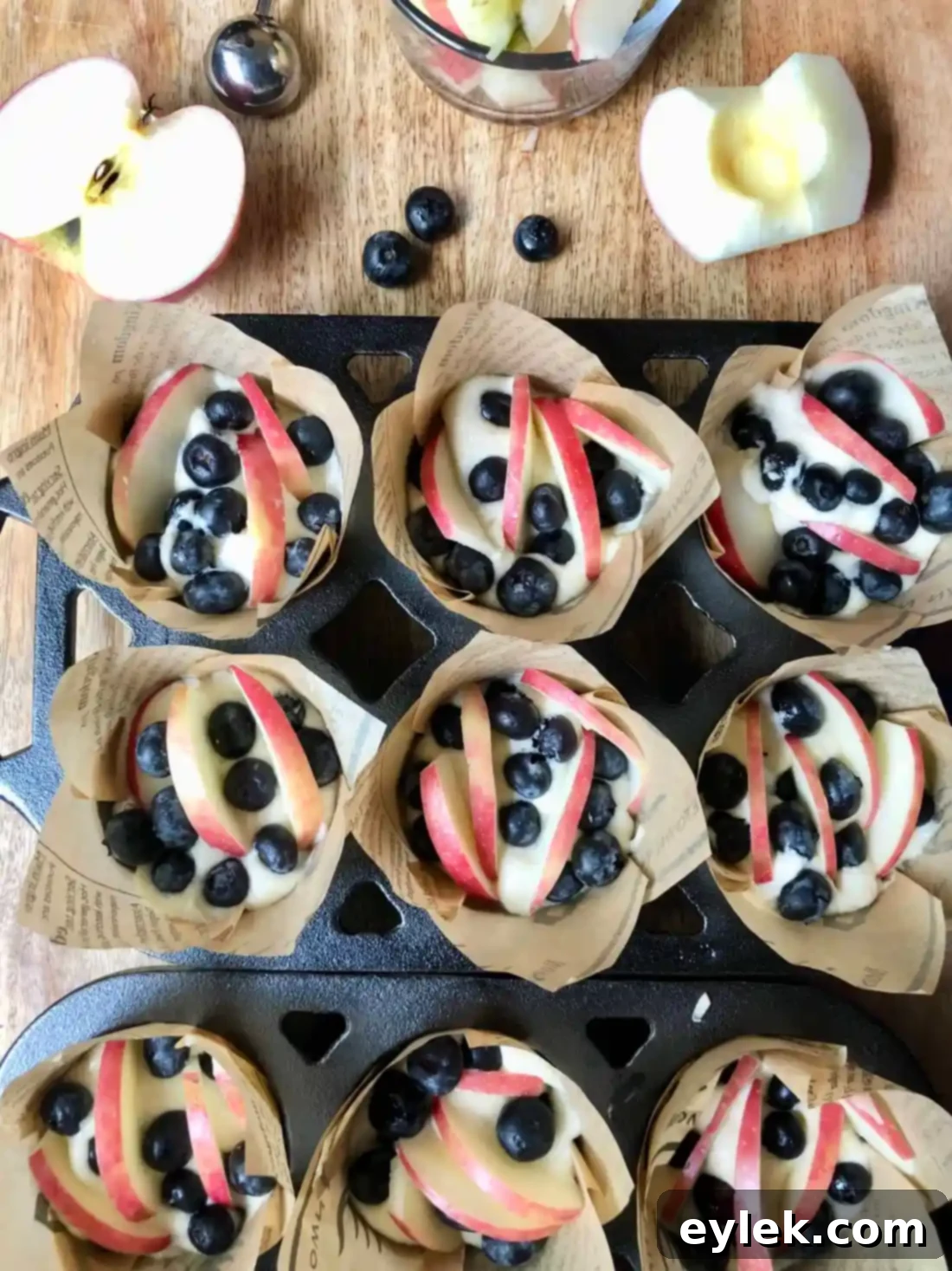 Cupcake batter with fruit topping
