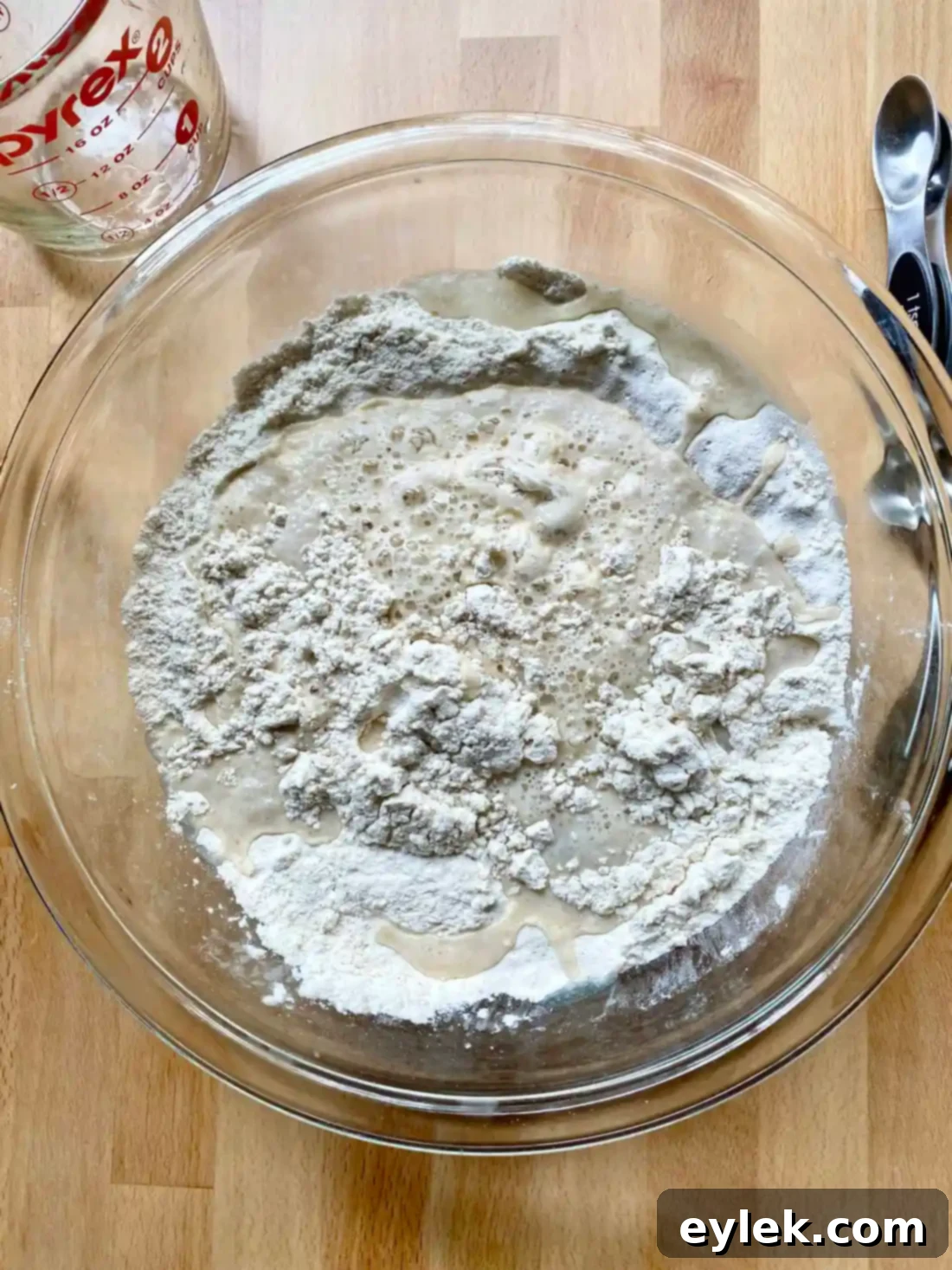 Never-Fail Sandwich Bread - Mixing the dough in a bowl