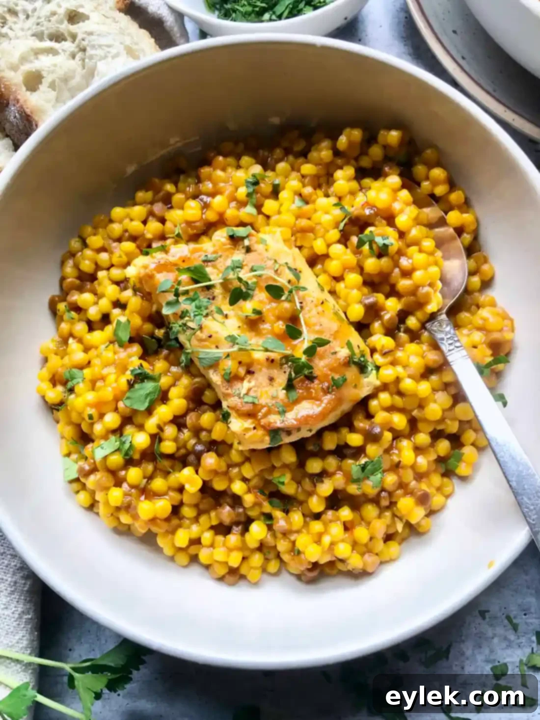 Lidia's Halibut with Saffron Fregola