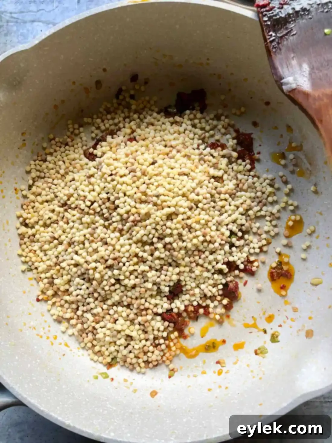 Lidia's Halibut with Saffron Fregola