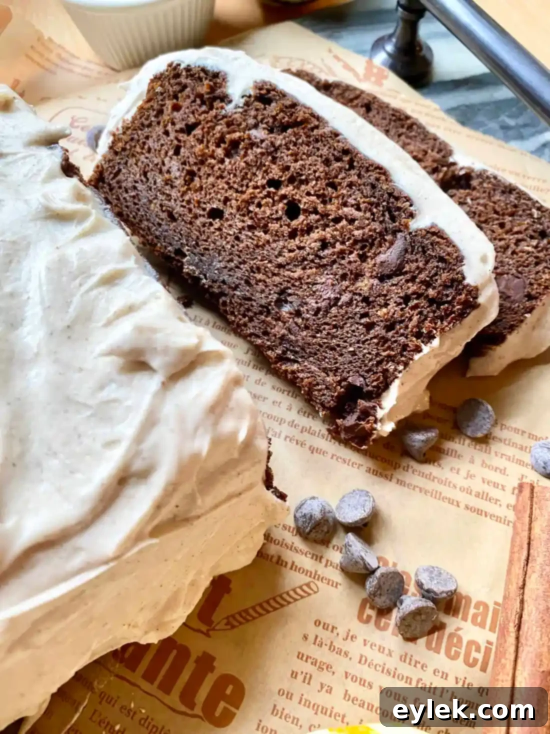 Serving Spiced Chocolate Pumpkin Cake with Chai Frosting