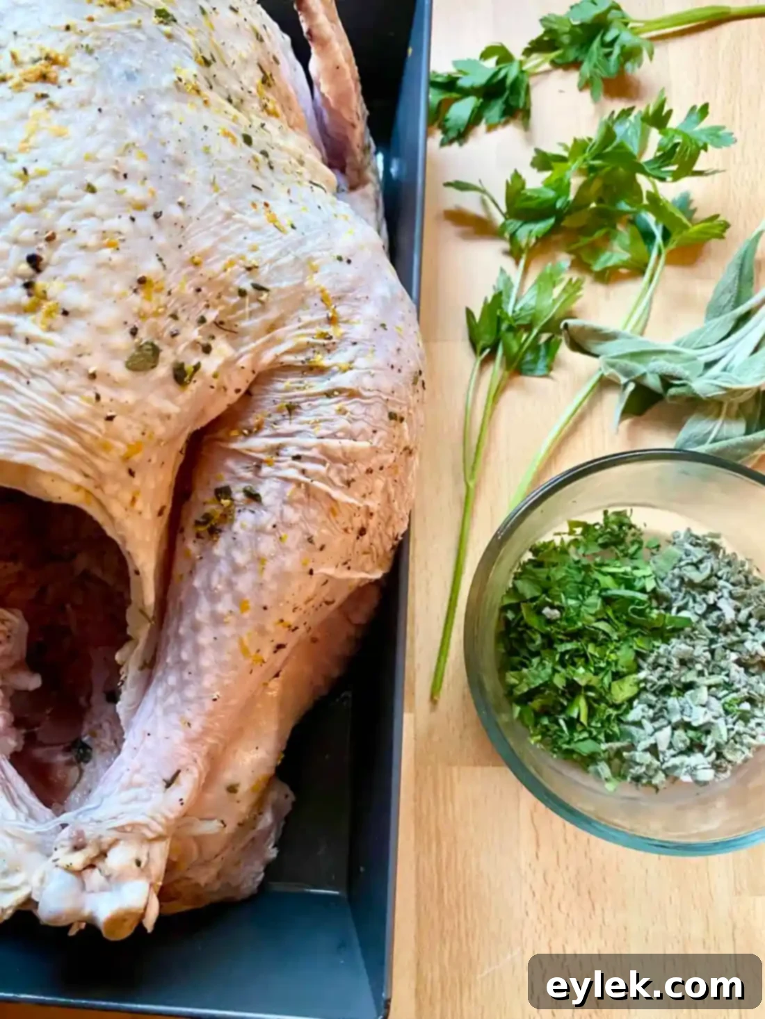 Fresh herbs for turkey rub
