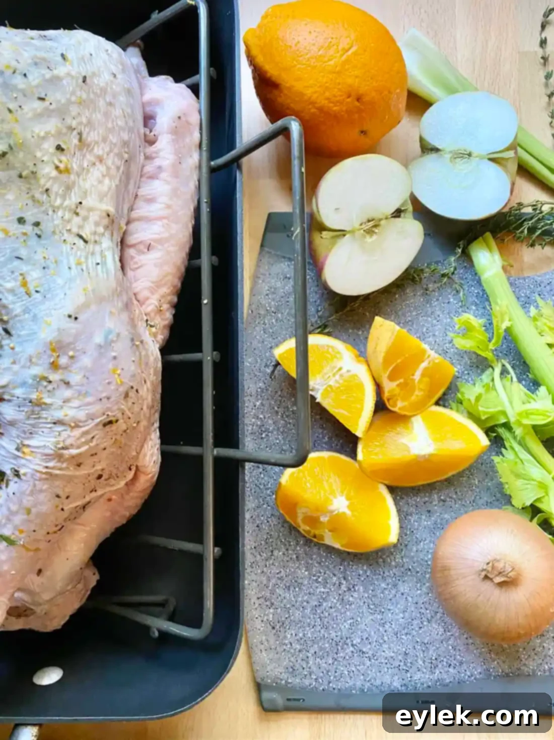Turkey with herb rub under skin