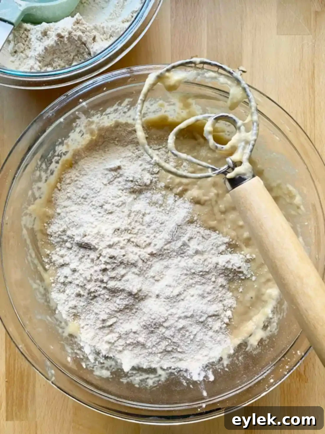 Kneading dough on a floured surface