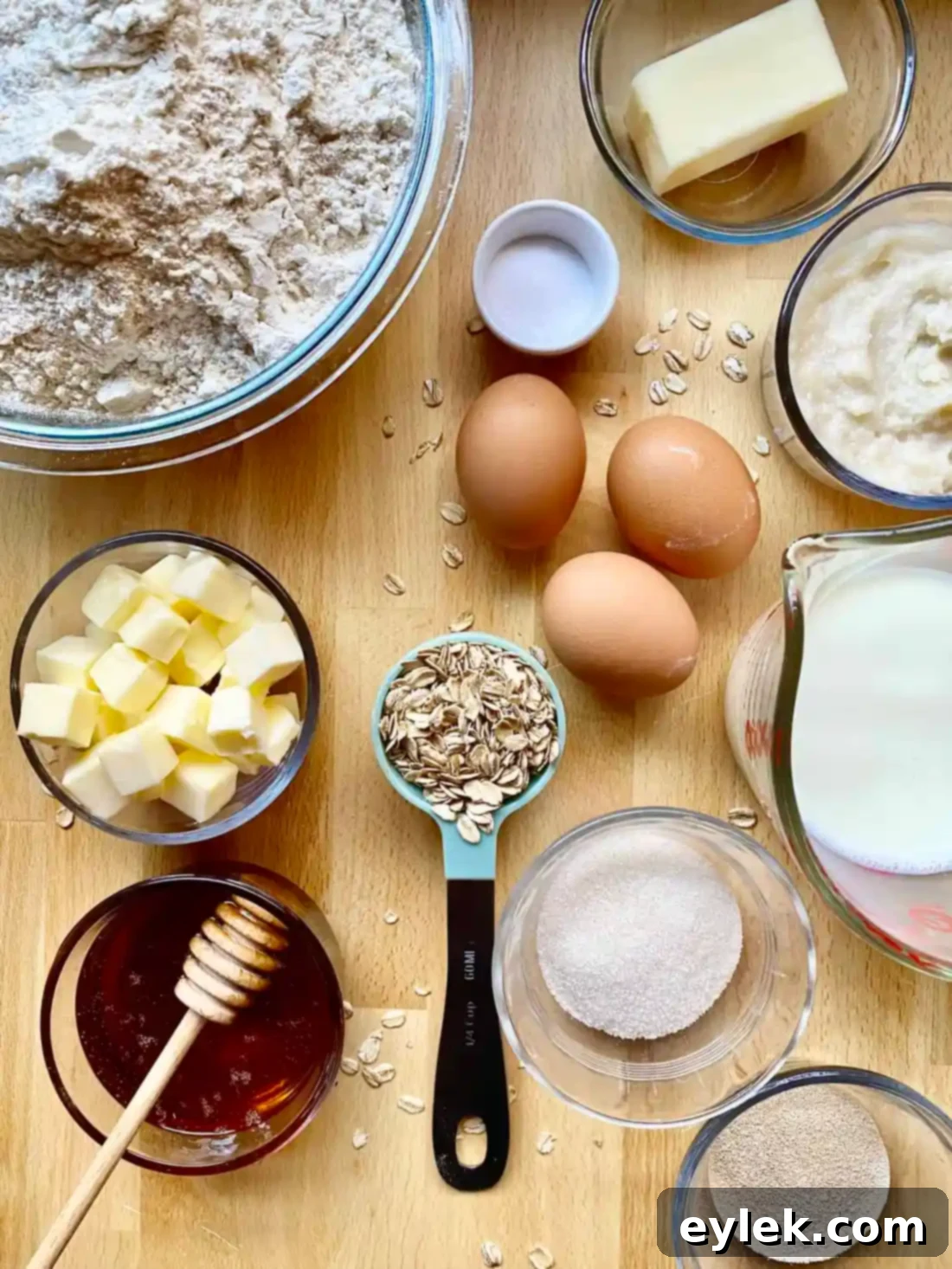 Mixing flour and yeast