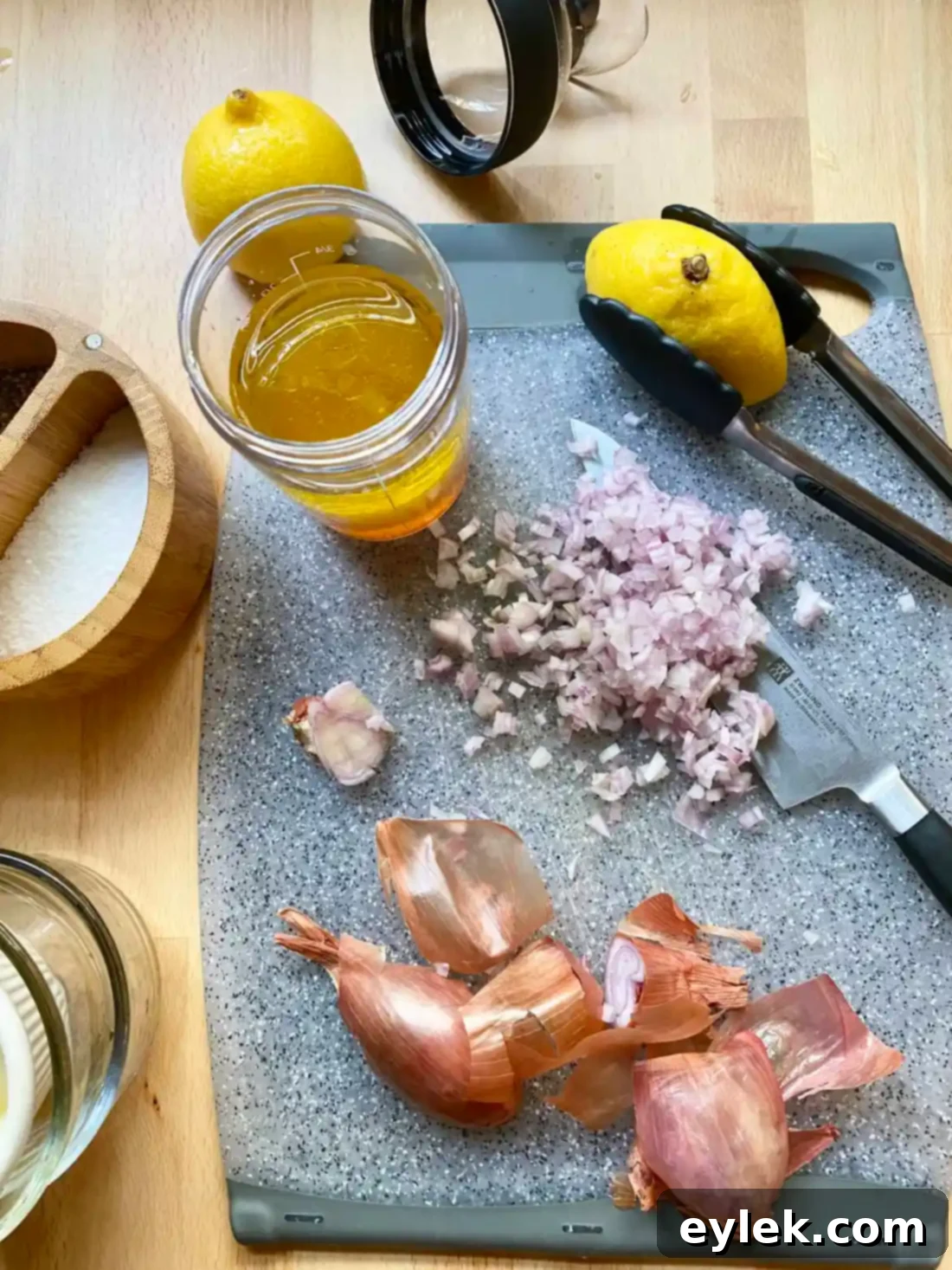 Mixing Maple & Shallot Vinaigrette for Chicory Salad with Grilled Pears