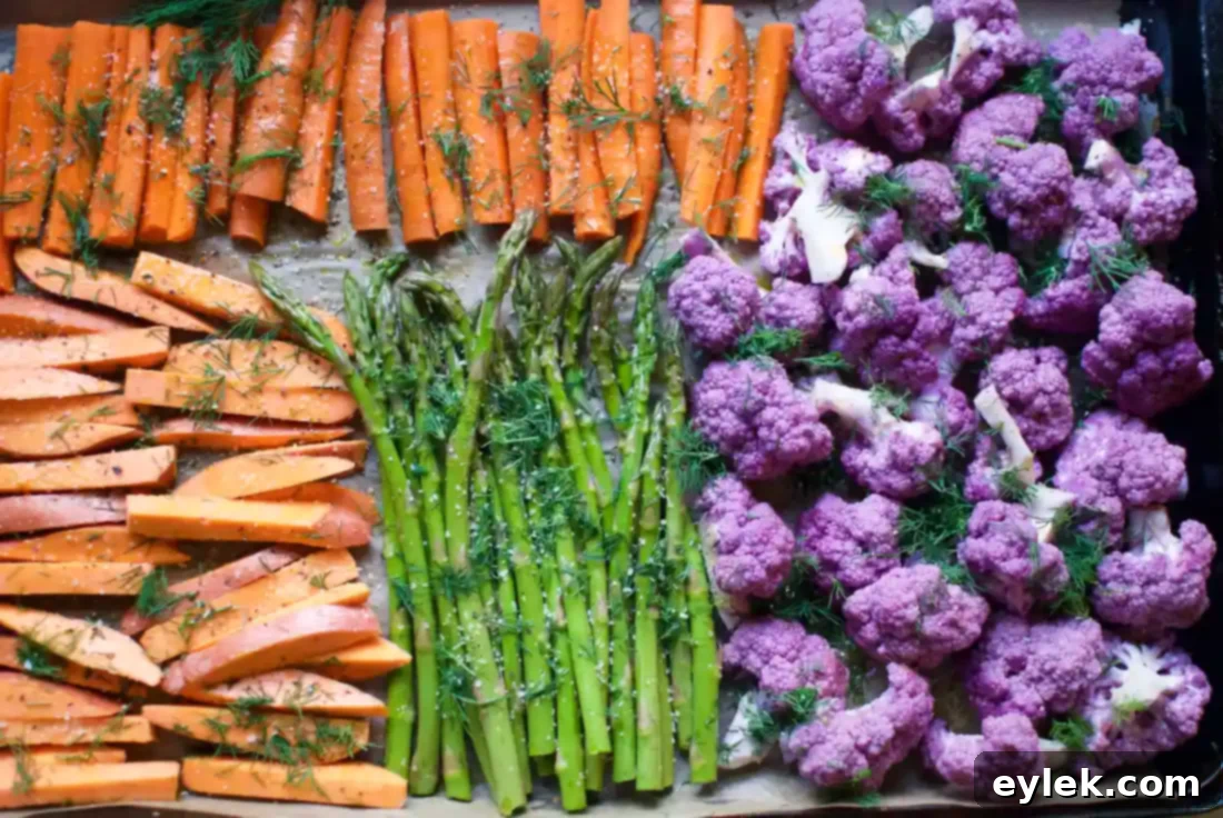 A close-up of a healthy, colorful Primal Blueprint-friendly platter with roasted vegetables.