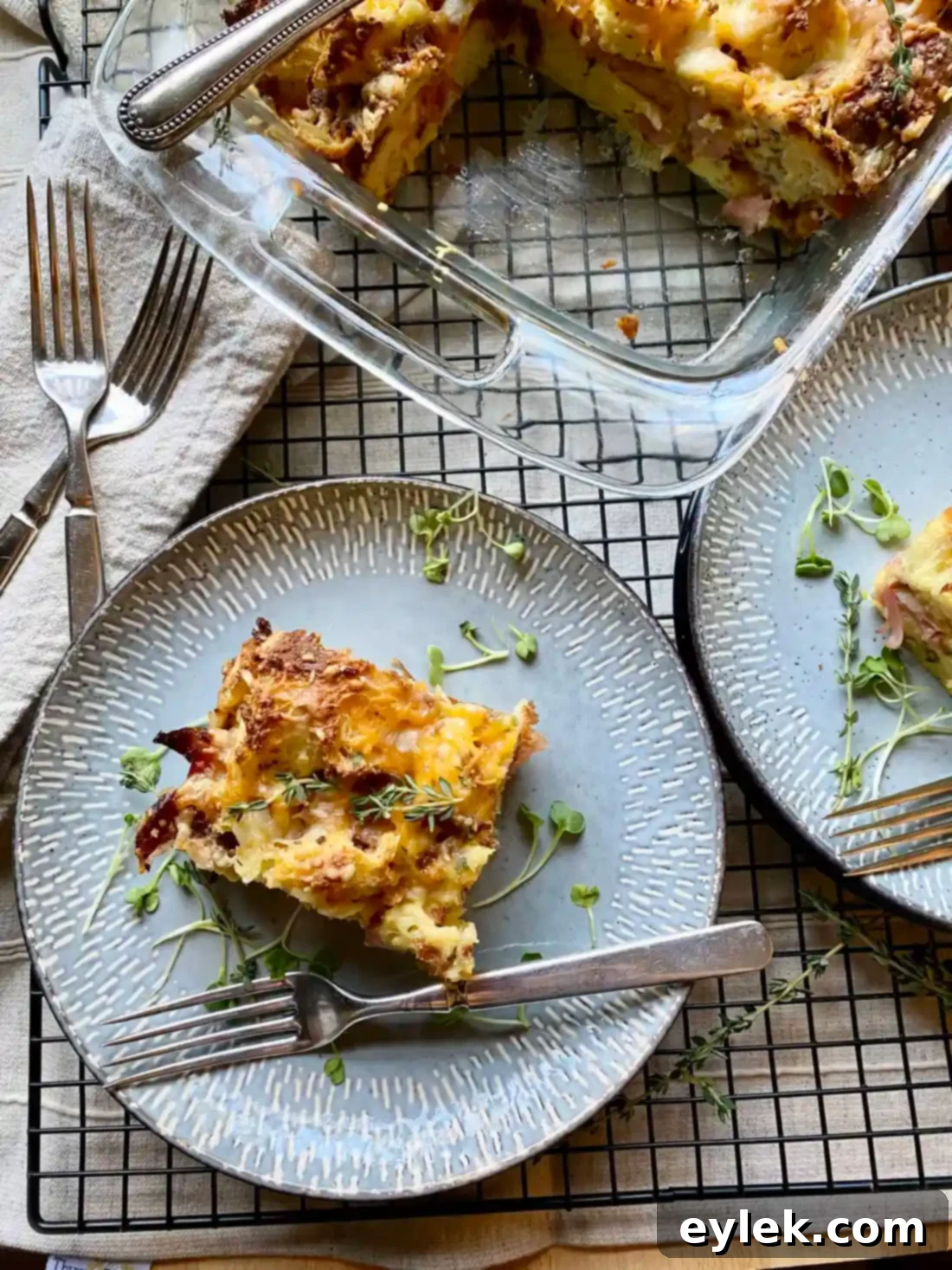 Slice of Savory Breakfast Bread Pudding