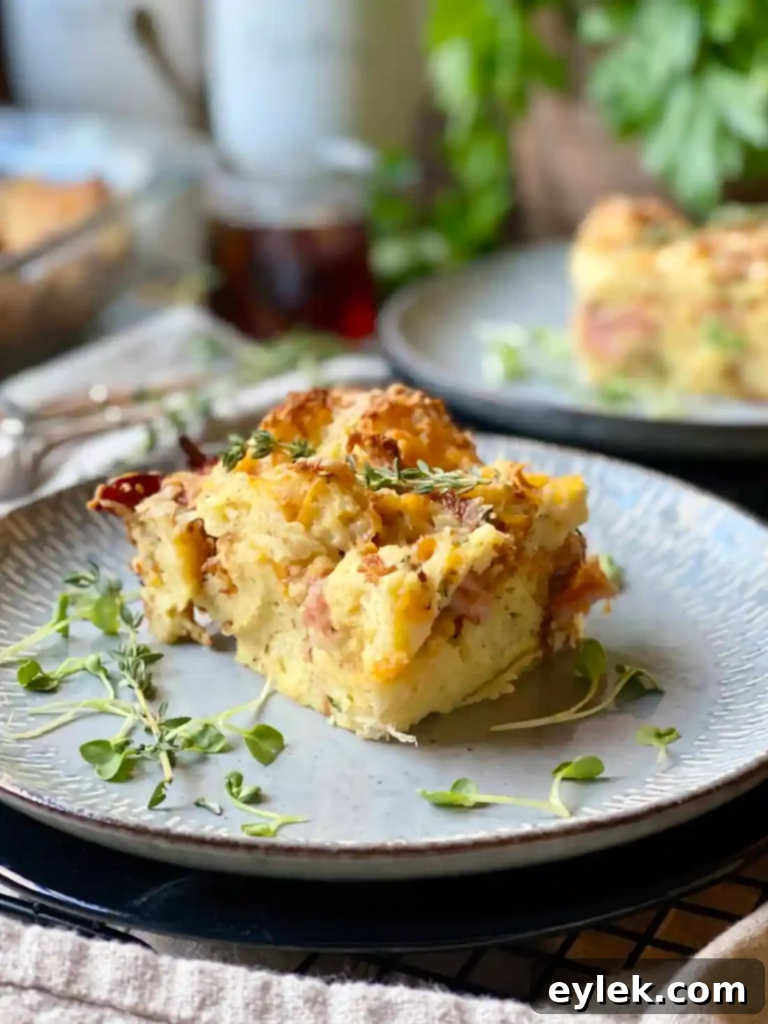 Hearty Savory Breakfast Bread Pudding 15 Savory Breakfast Bread Pudding close up