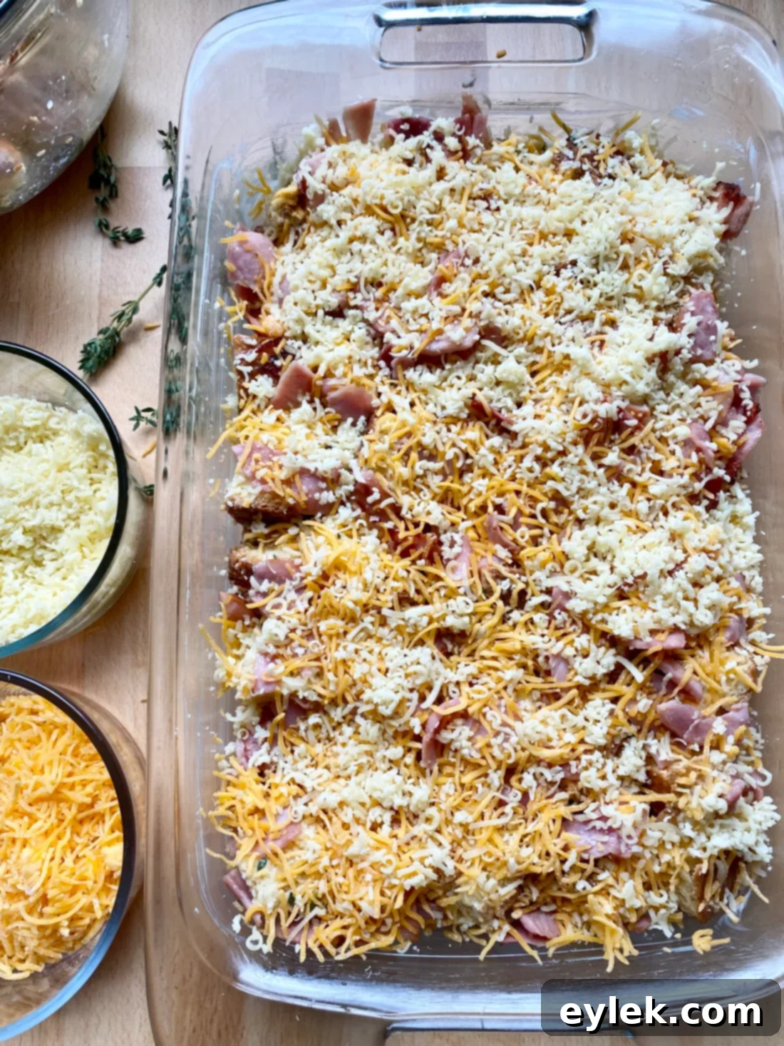 Savory Breakfast Bread Pudding assembled