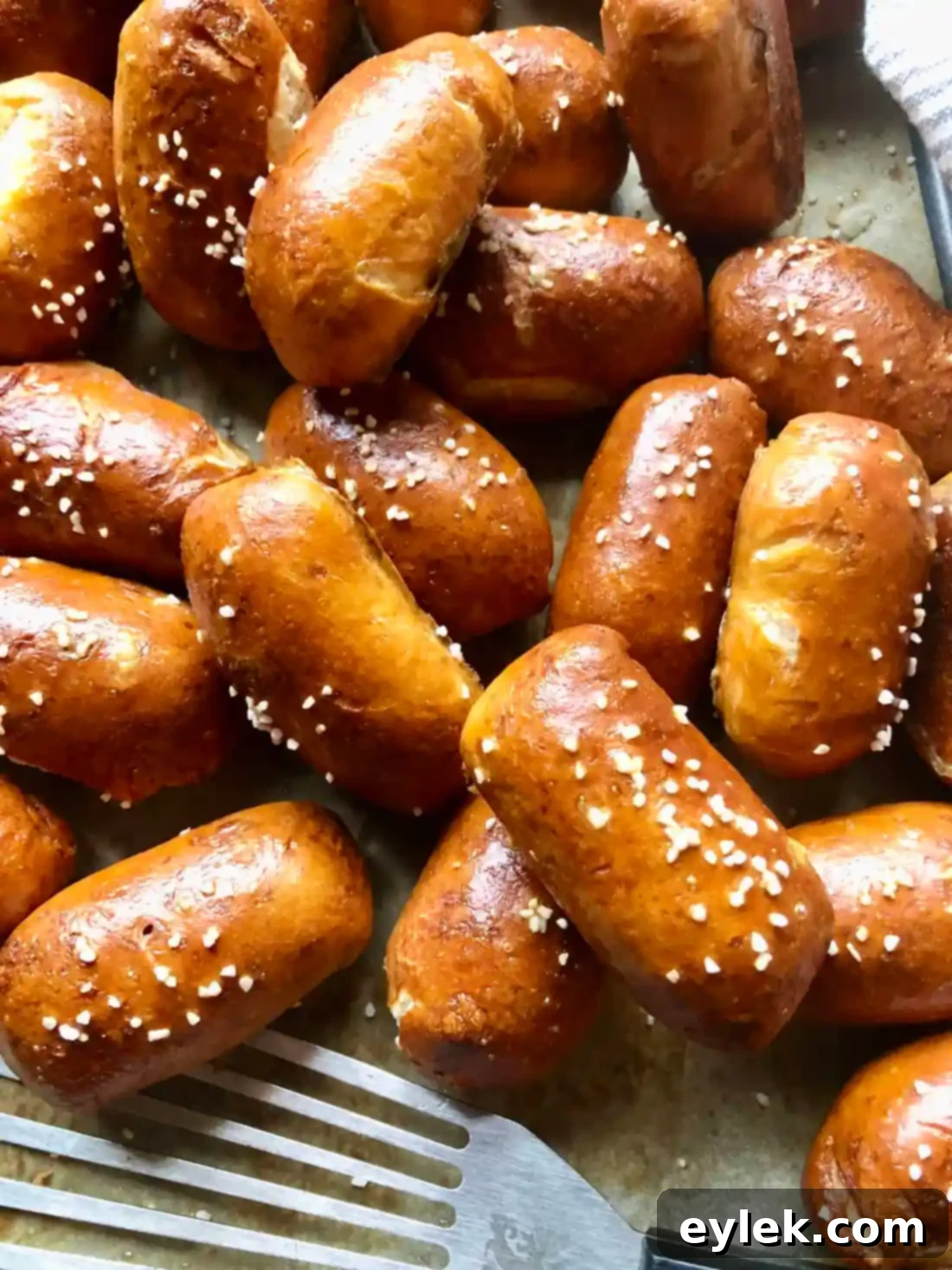 Serving of Mini Dog Pretzel Bites with a variety of mustards