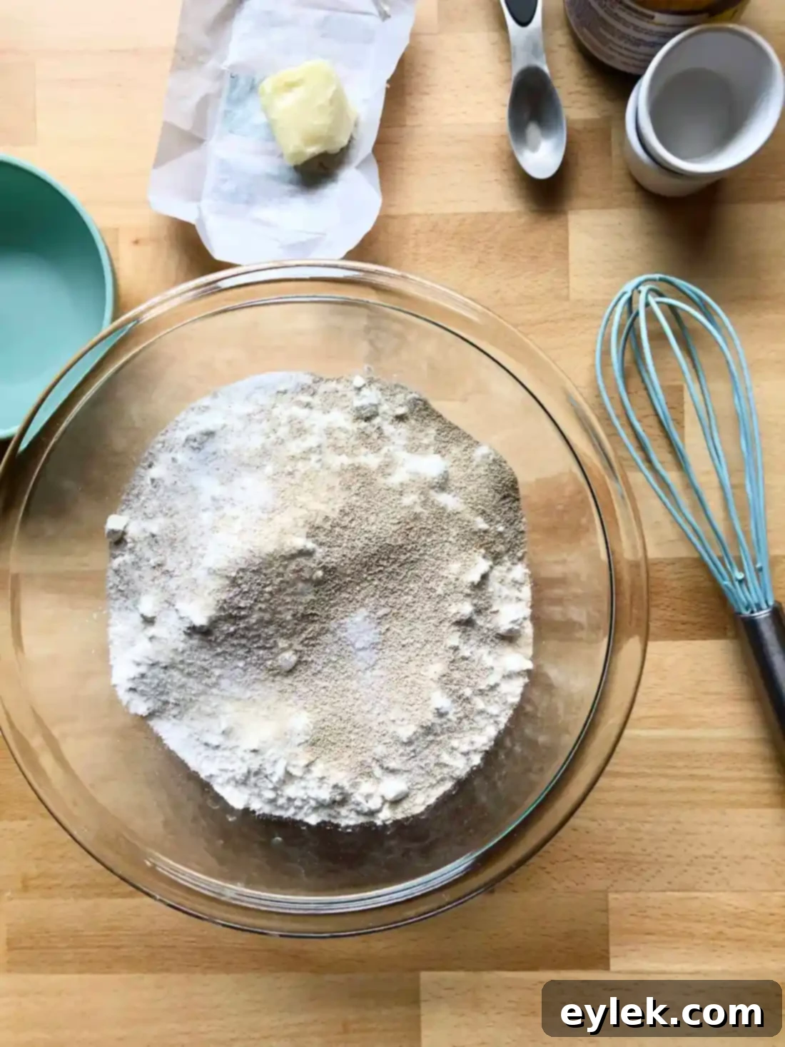 Mixing the pretzel dough ingredients