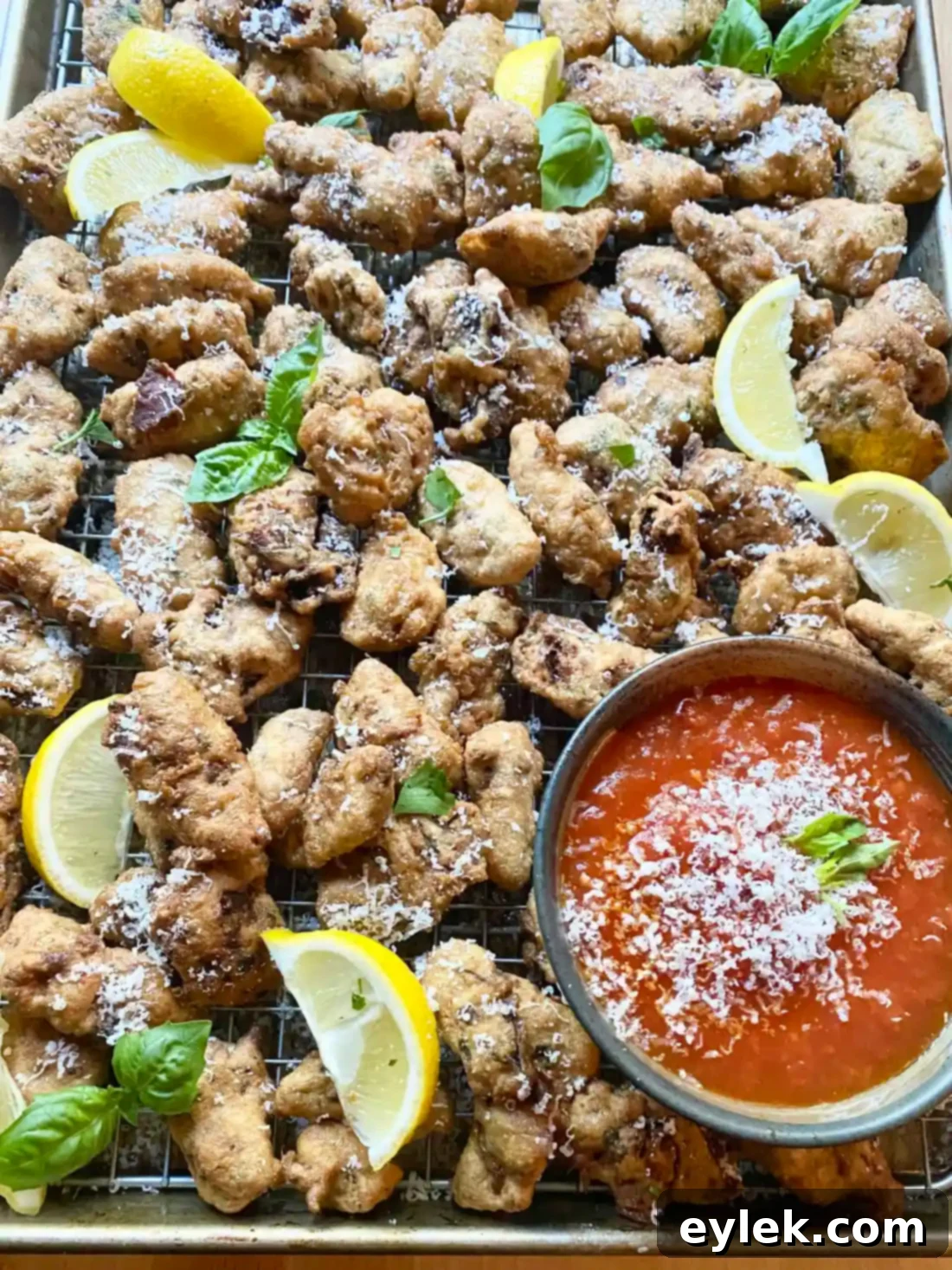 A final platter of crispy fried artichoke hearts