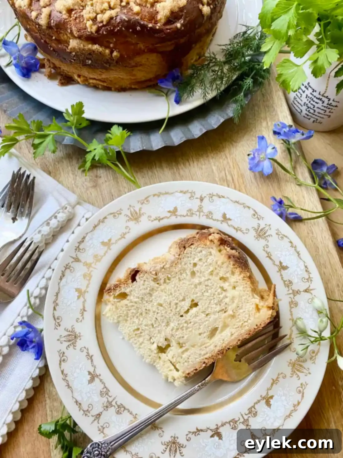 Traditional Cheese Babka with Crumb Topping