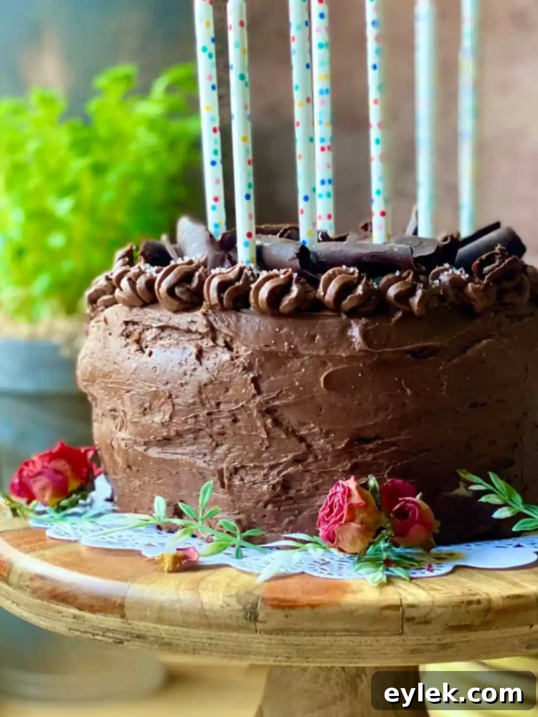 Sliced Epic Chocolate Celebration Cake