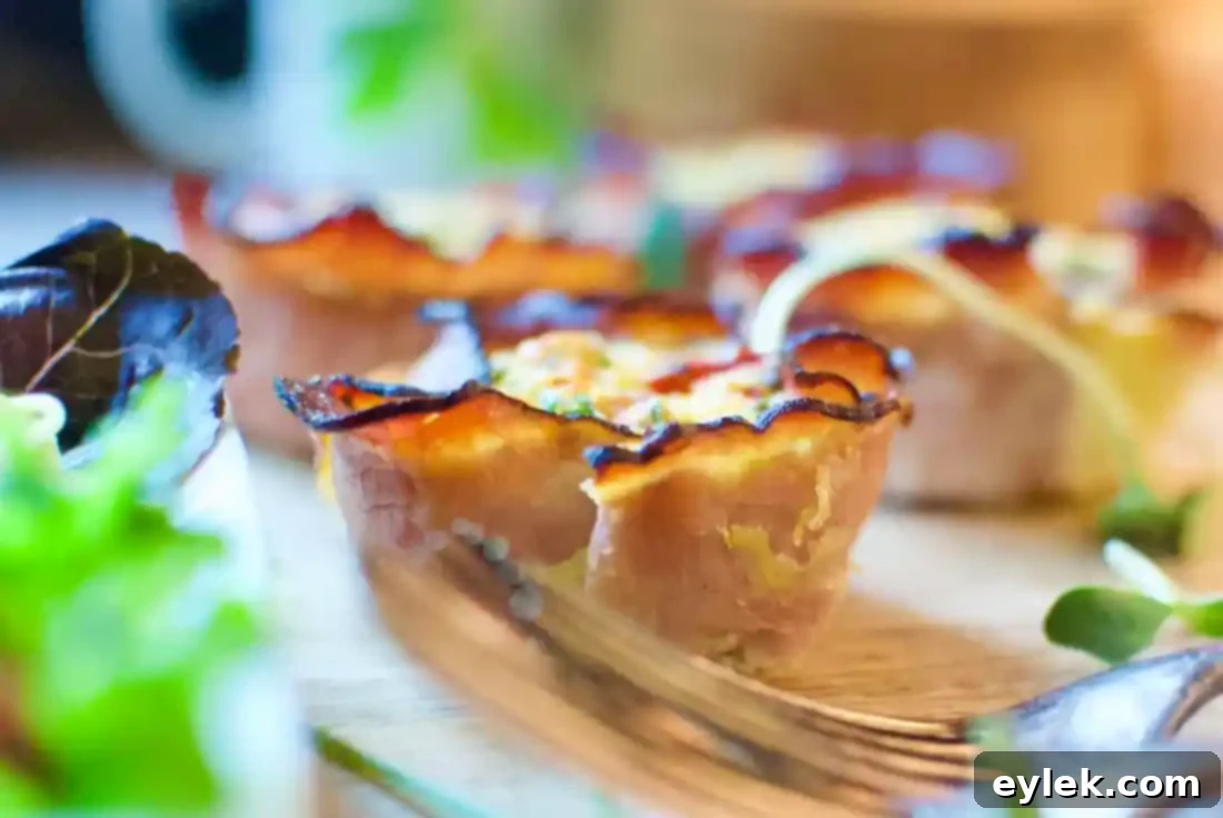 Cooked Black Forest Ham & Egg Cups, garnished with chives