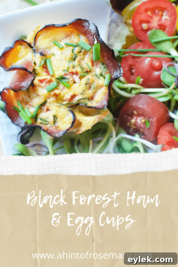 Black Forest Ham & Egg Cups with a description for social sharing