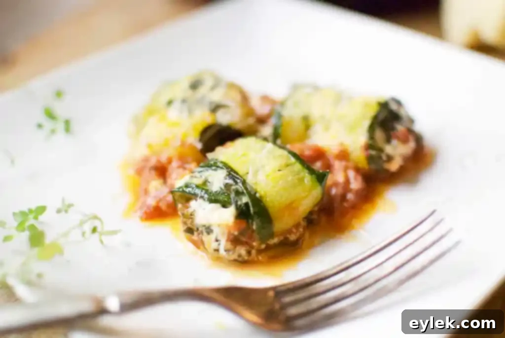 Golden-brown Zucchini Involtini served hot, topped with fresh herbs