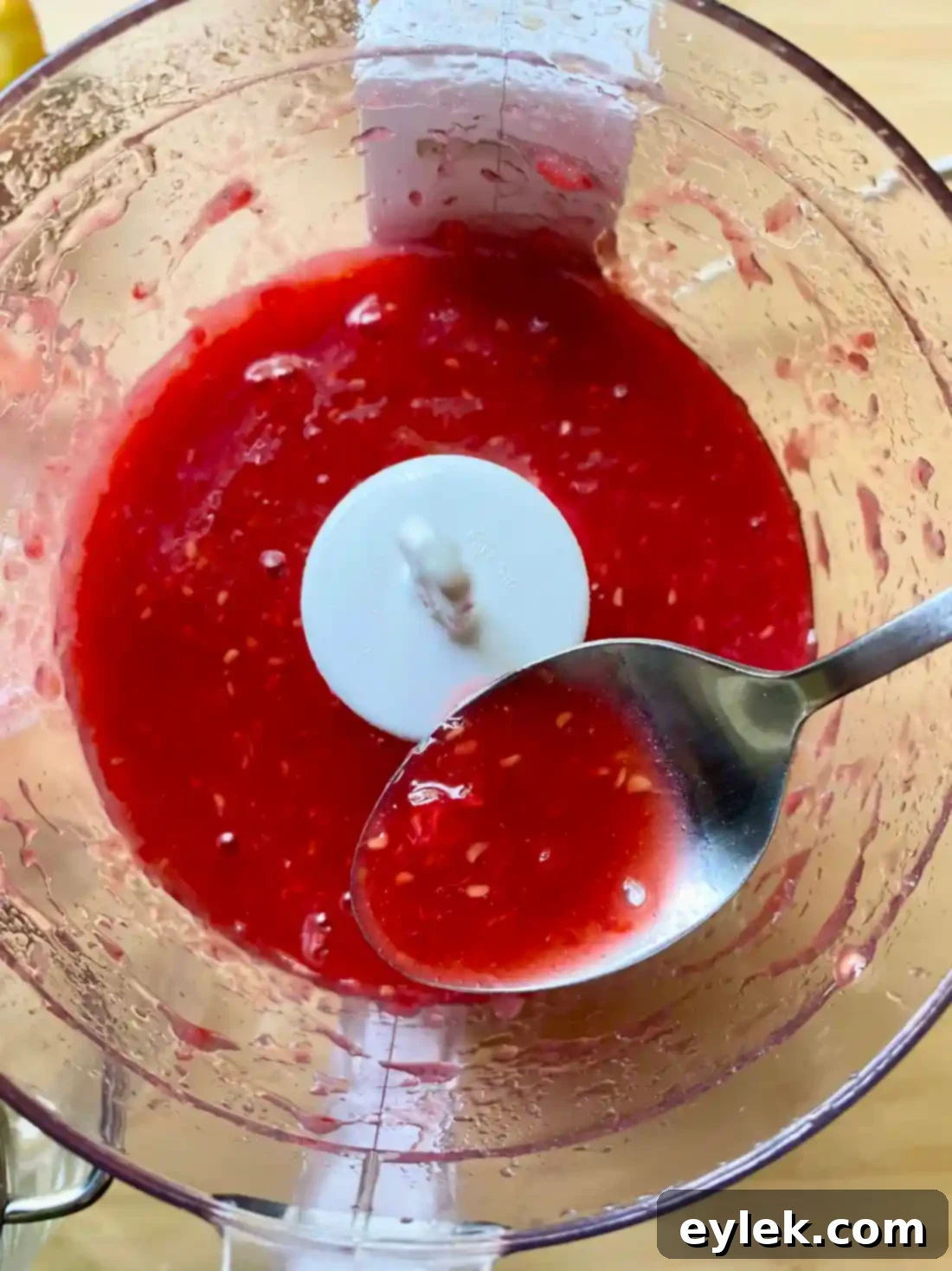 Smooth raspberry puree for popsicles