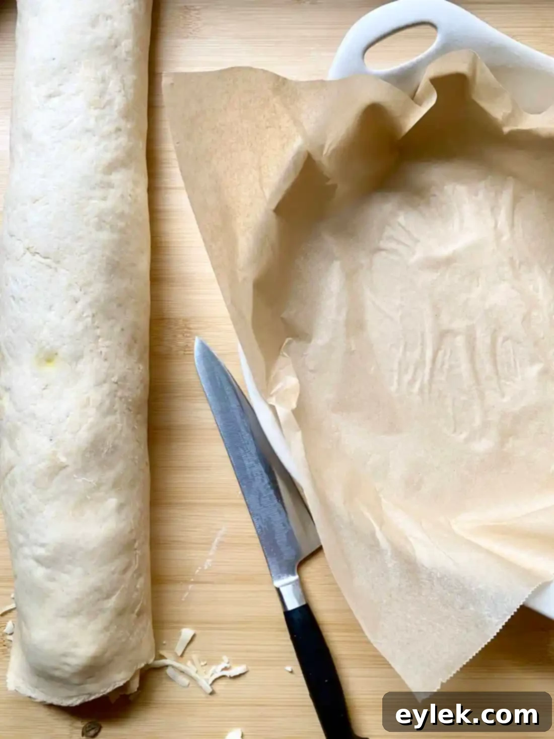 Olive Cheese Bread Swirls 10 Rolling the dough with filling