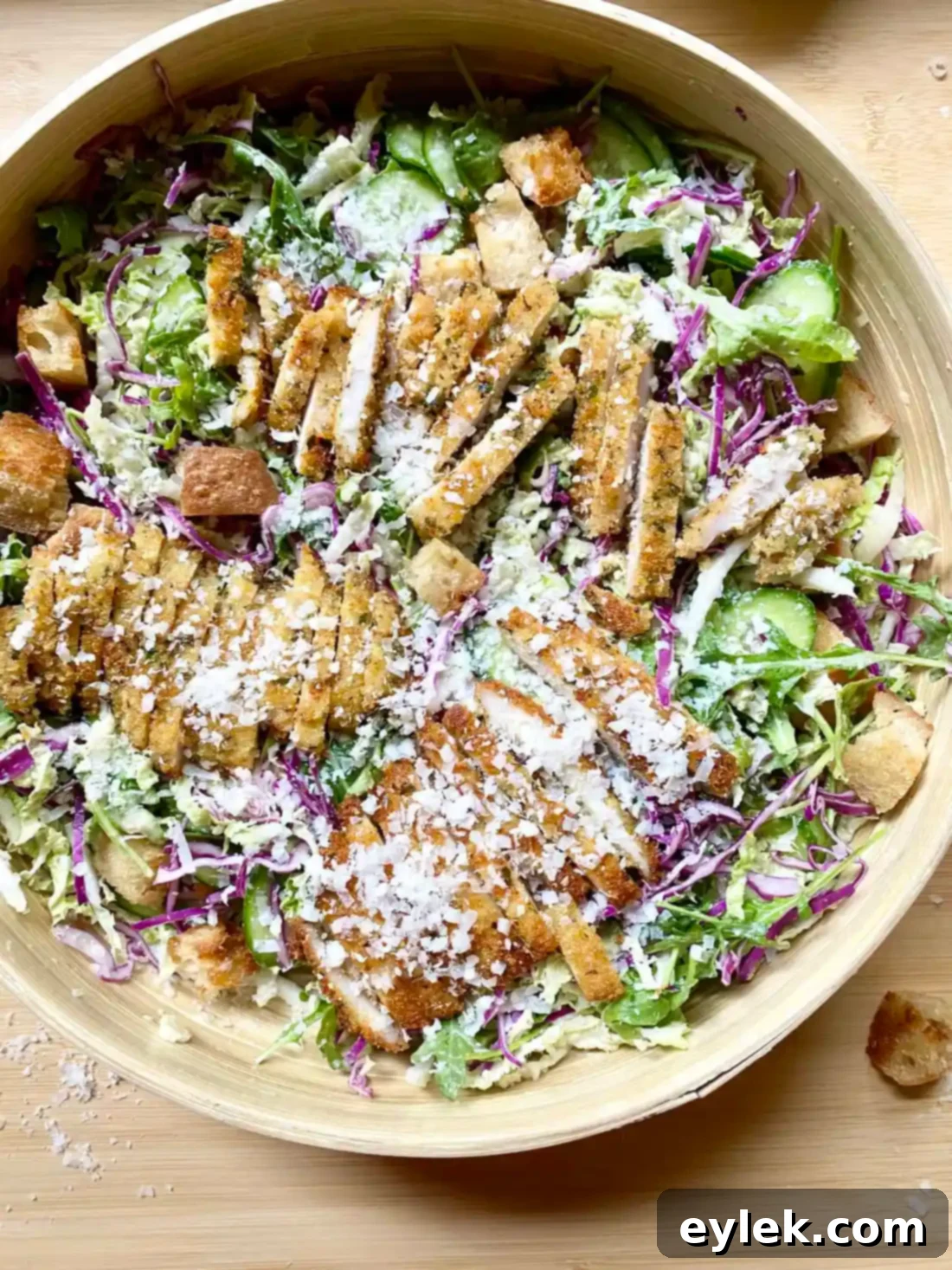 Caesar Slaw with Crispy Chicken Strips - Slaw with Parmesan