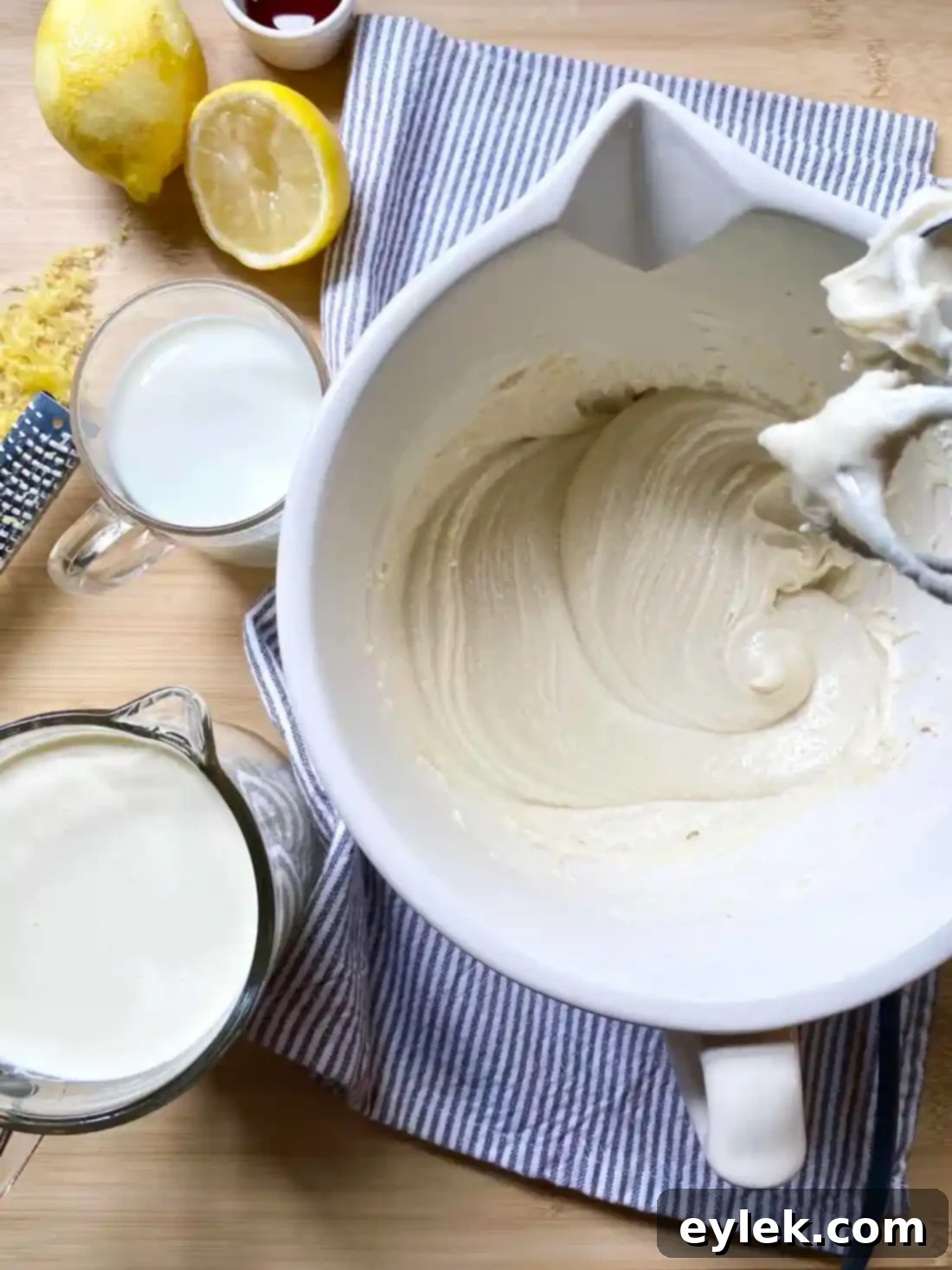 Mixing cream cheese and sugar for ice cream base