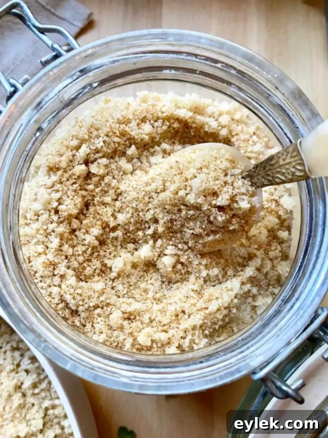 Breadcrumbs stored in a freezer bag