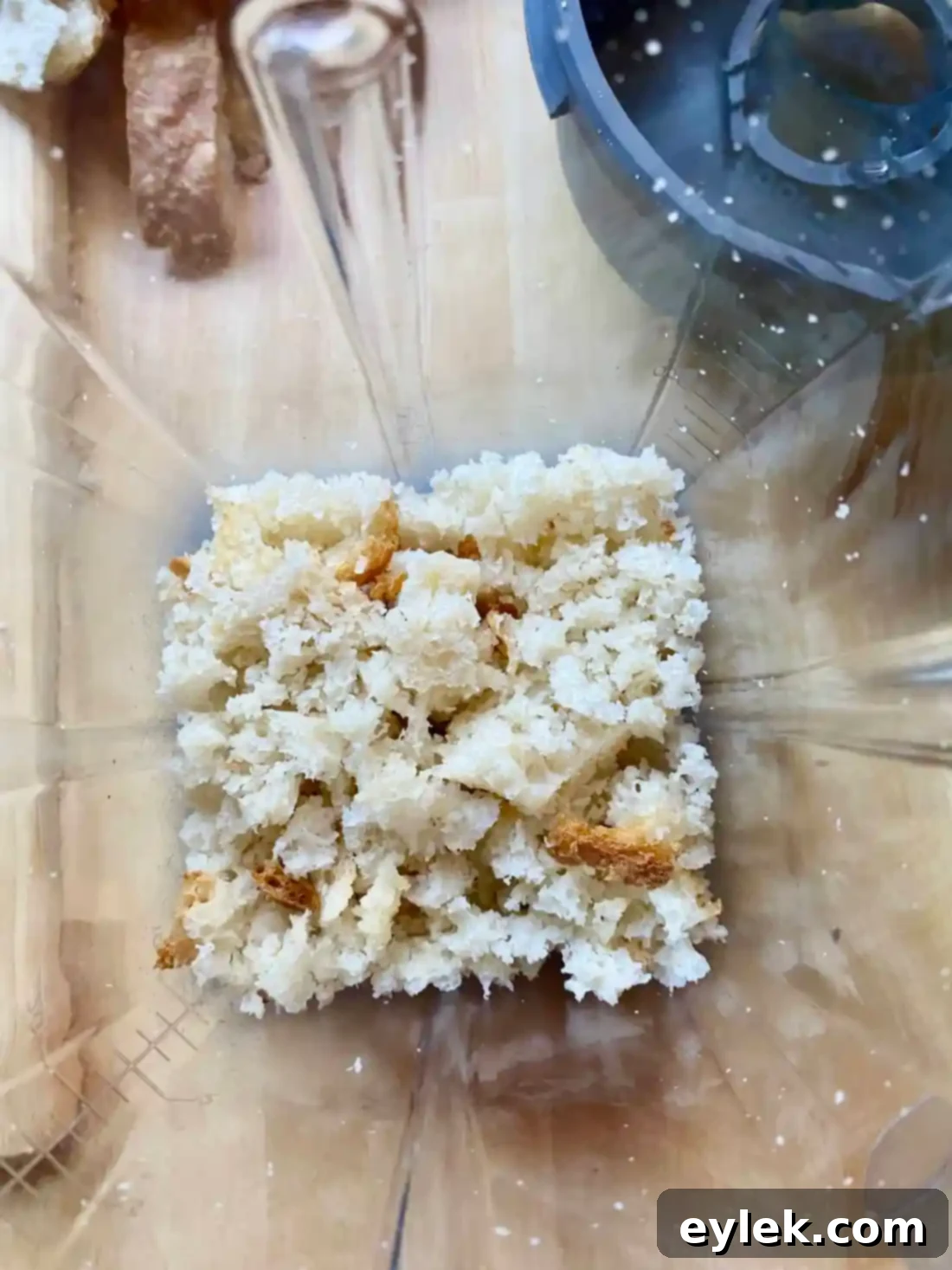 Coarse fresh breadcrumbs in a bowl