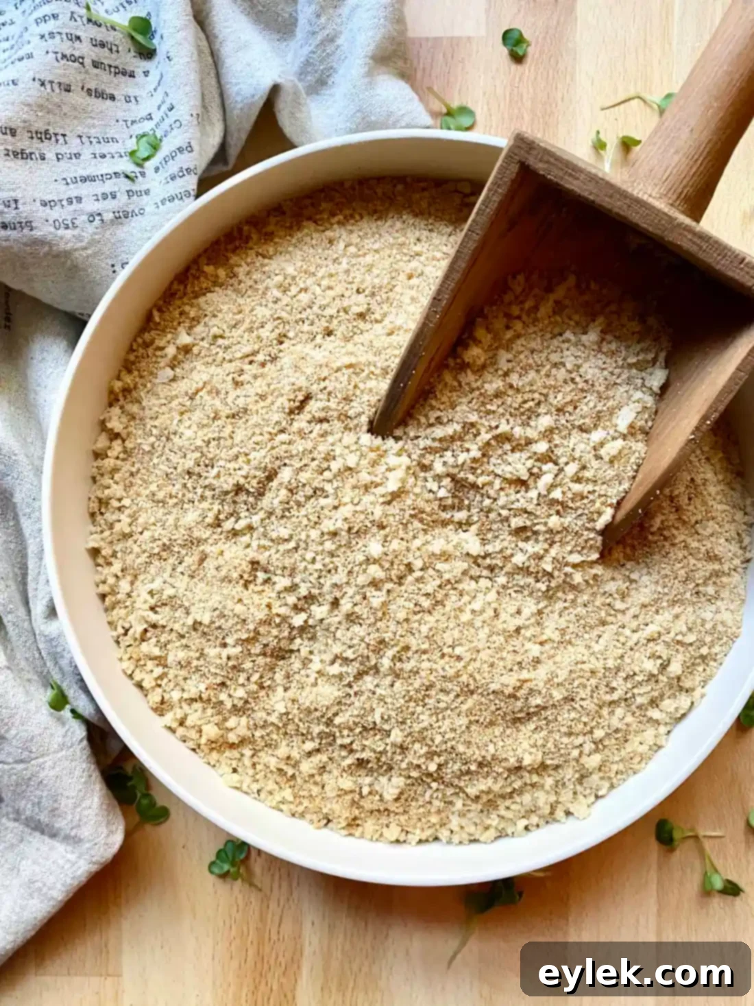 Various homemade breadcrumbs in bowls